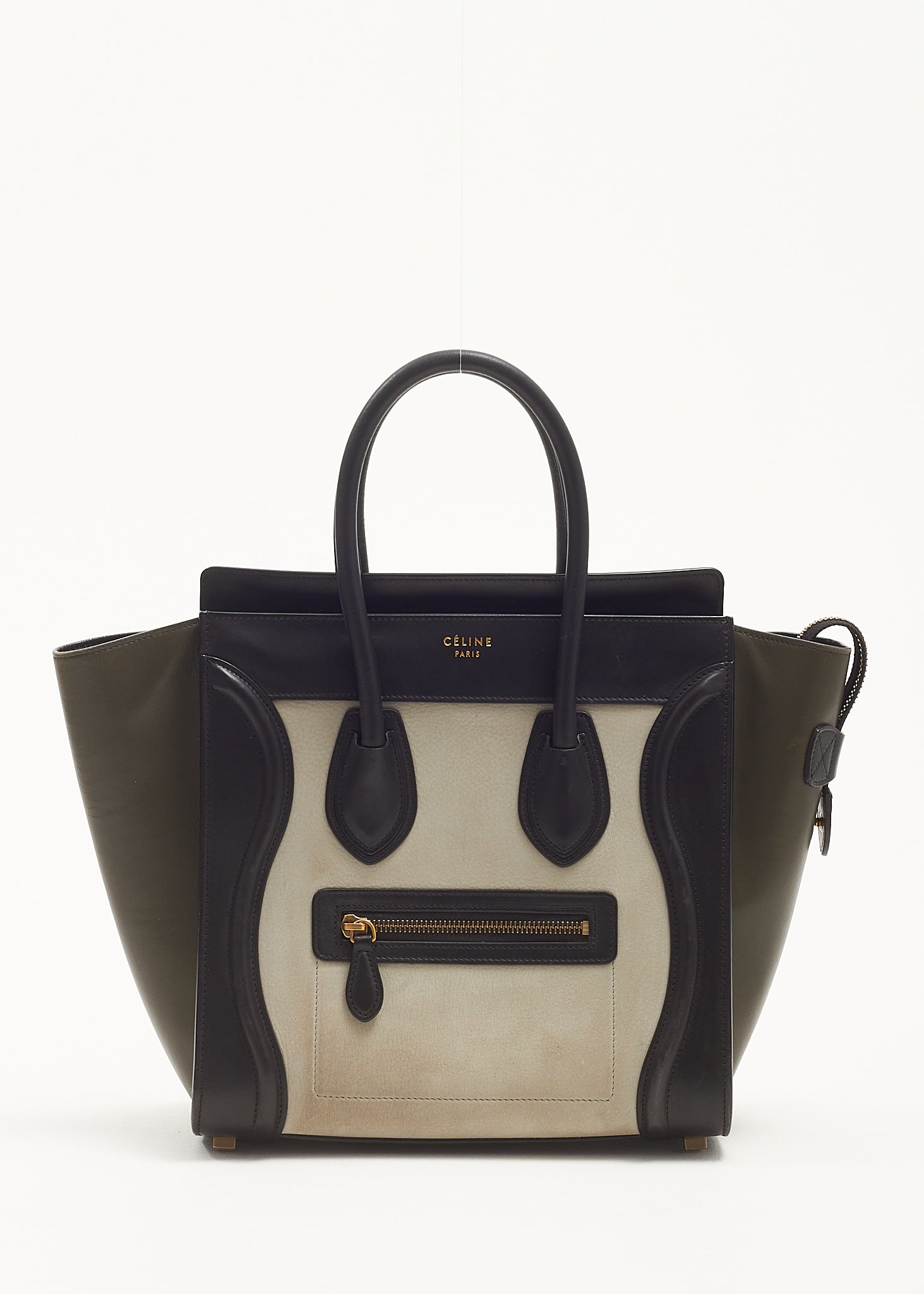 Celine Tri-Color Leather Micro Luggage Tote Bag