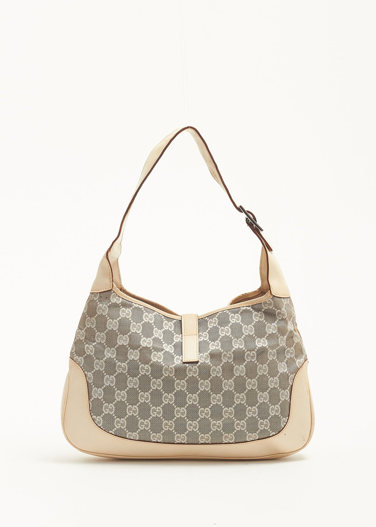 Gucci White Monogram Canvas Jackie Shoulder Bag