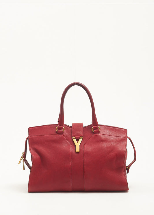 Saint Laurent Red Leather Medium ChYc Cabas Tote