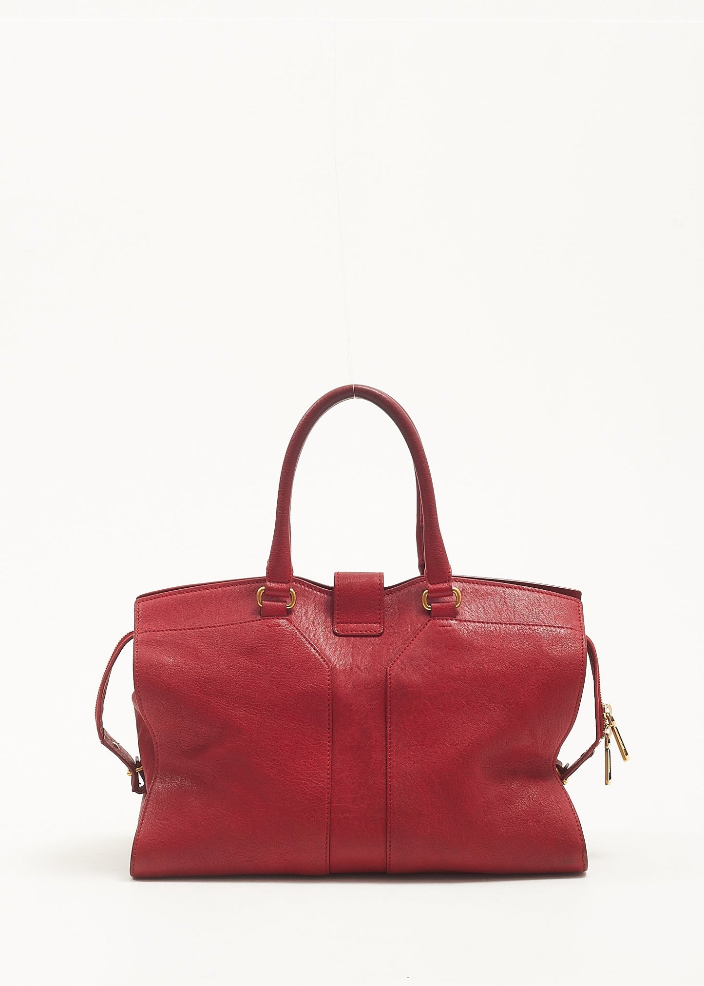 Saint Laurent Red Leather Medium ChYc Cabas Tote