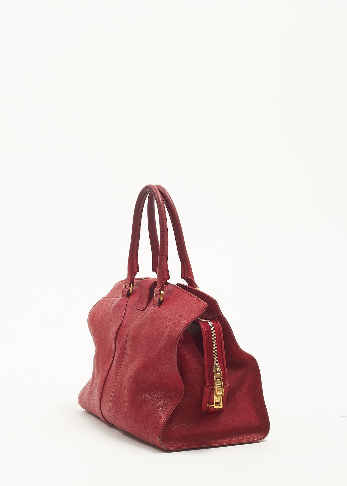 Saint Laurent Red Leather Medium ChYc Cabas Tote