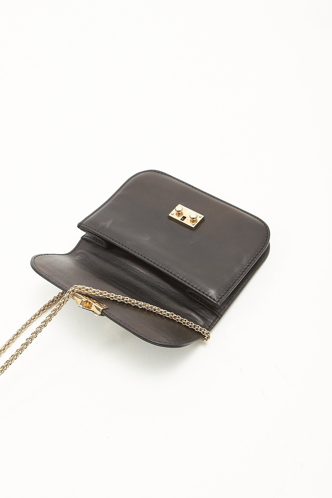 Valentino Black Leather Rockstud Crossbody Chain Bag