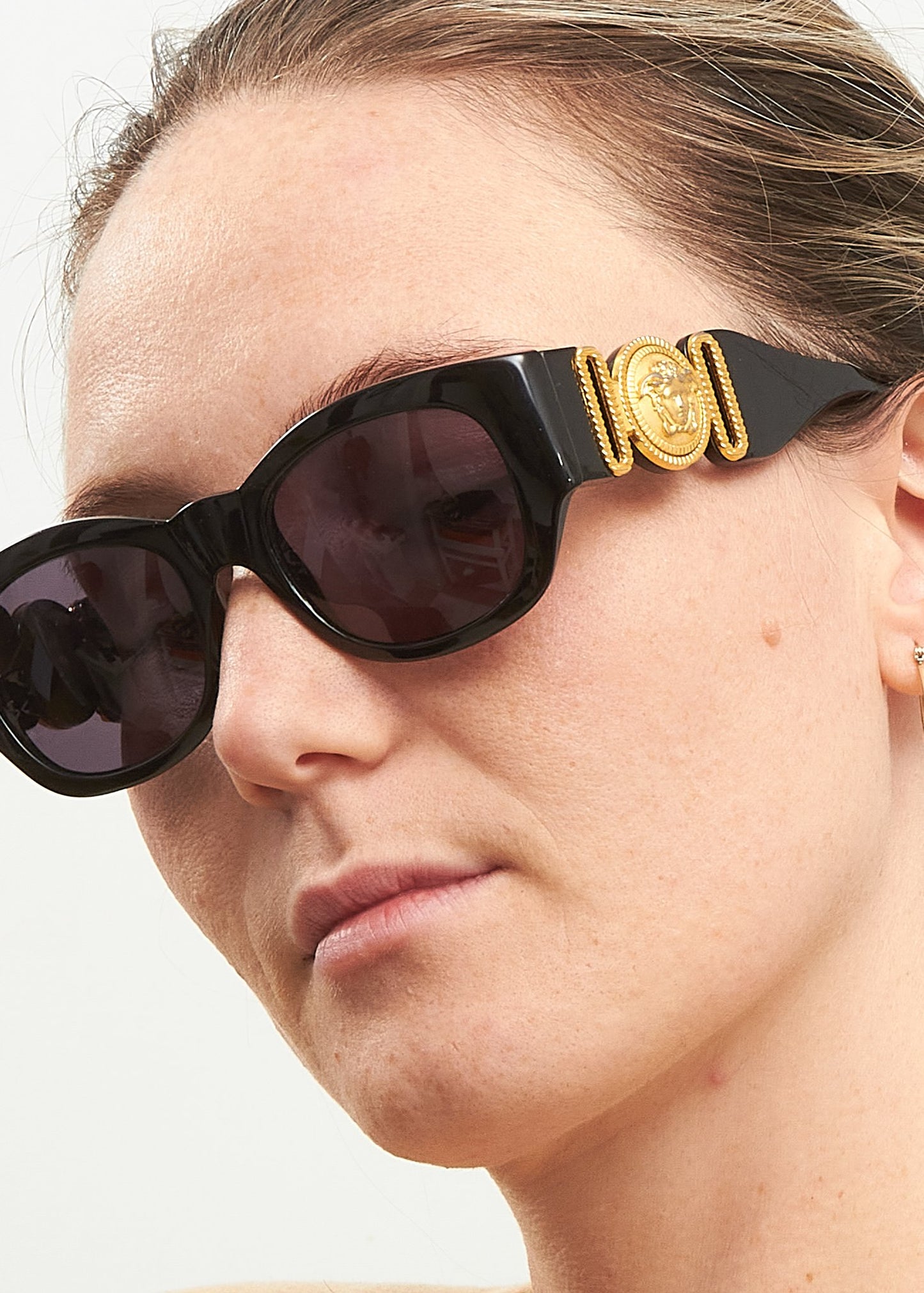 Versace Black with Gold Medusa Head 413/A 852 Sunglasses