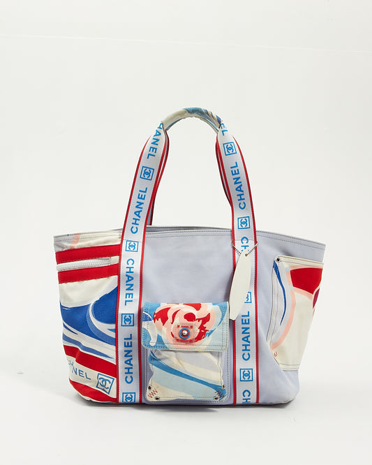 Chanel Blue/Red Fabric Surf Beach Tote Bag