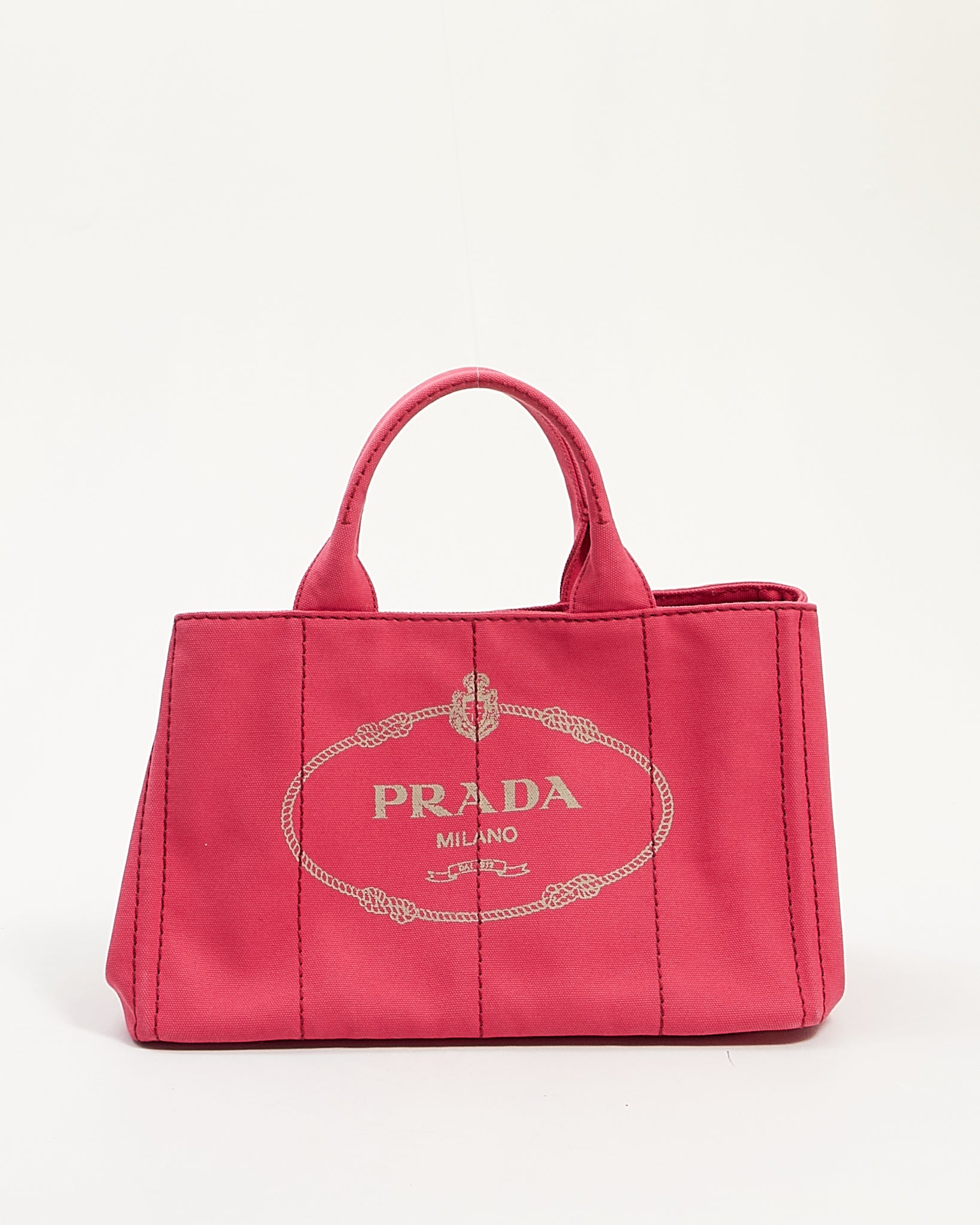 Prada Pink Canvas Canapa Logo Medium Convertible Tote