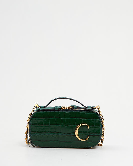 Chloe Green Embossed Leather Mini Crossbody Bag