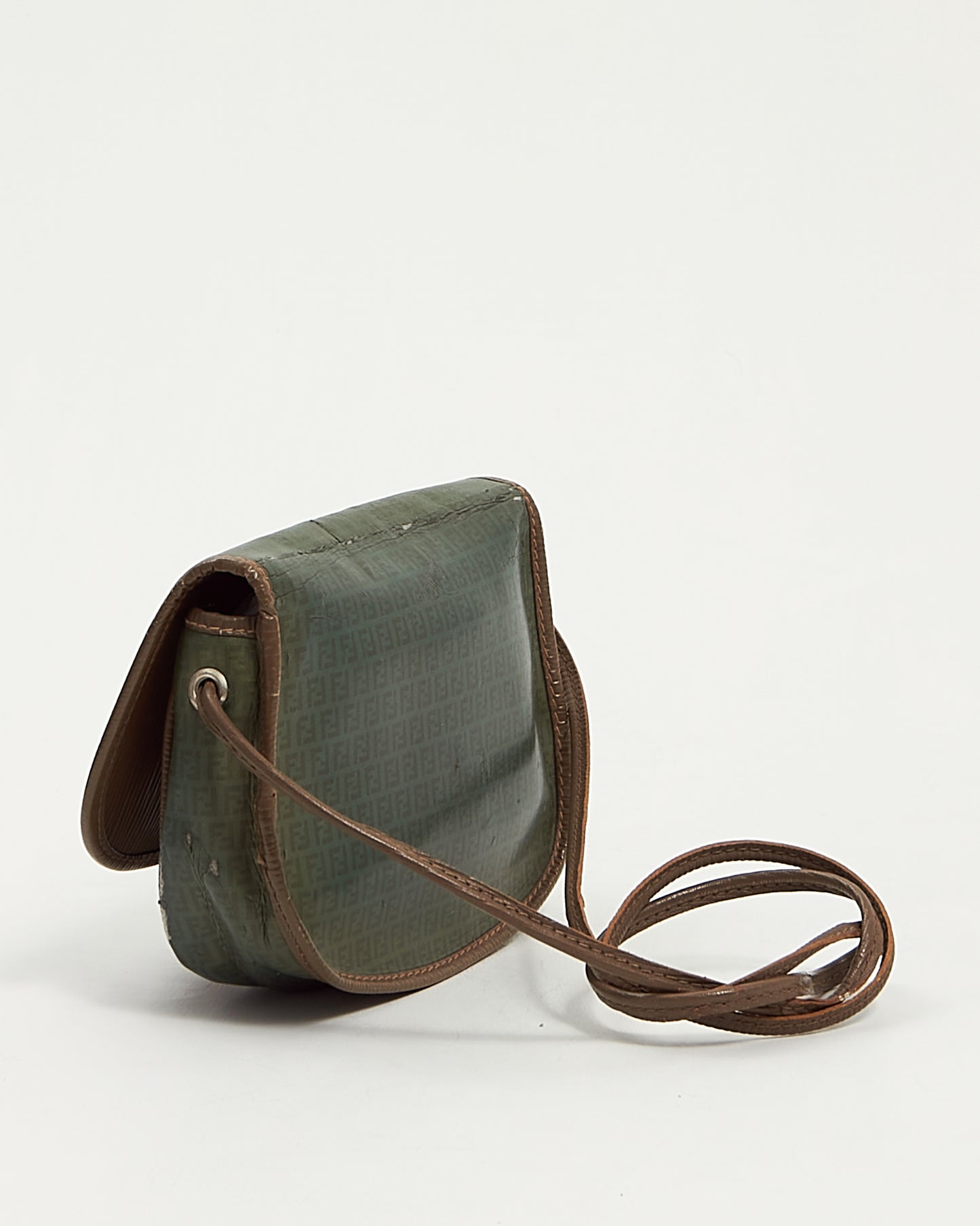 Fendi Vintage Green Leather FF Logo Mini Crossbody