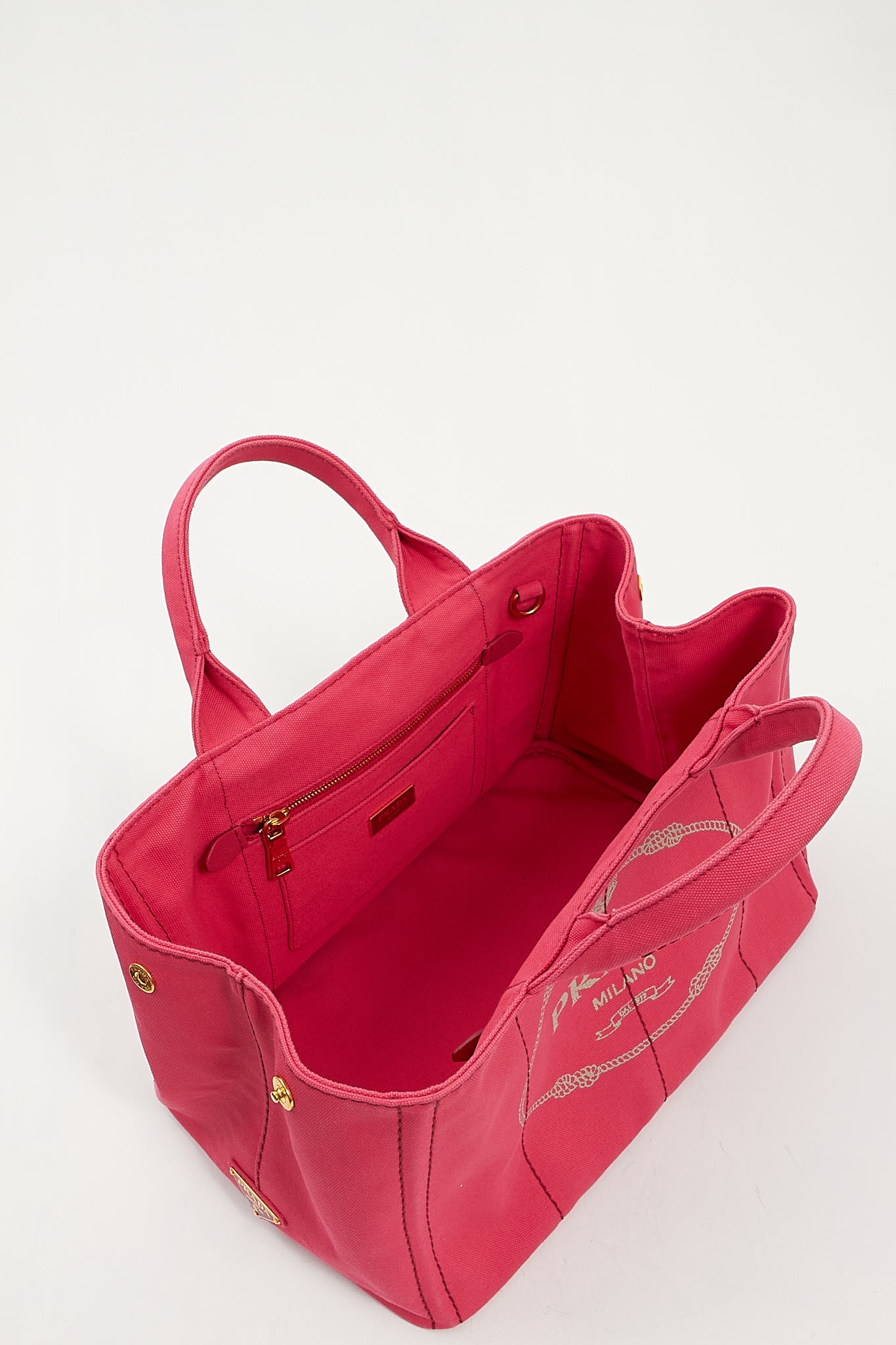 Prada Pink Canvas Canapa Logo Medium Convertible Tote