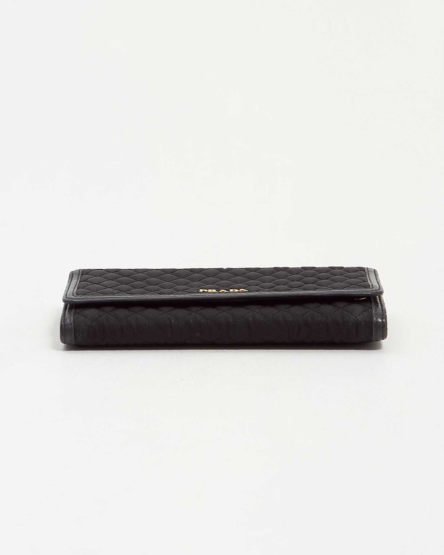 Prada Black Nylon Quilted Flap Continental Wallet