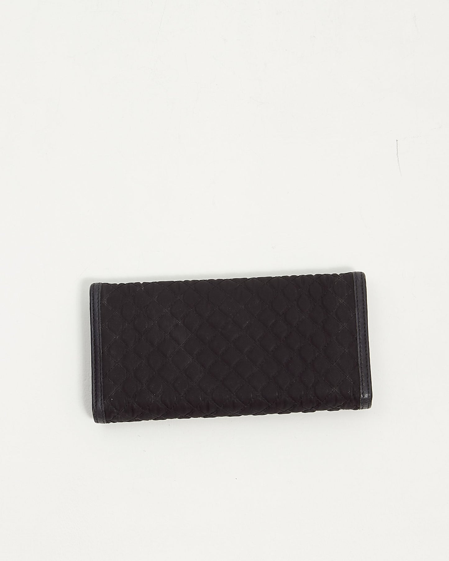 Prada Black Nylon Quilted Flap Continental Wallet