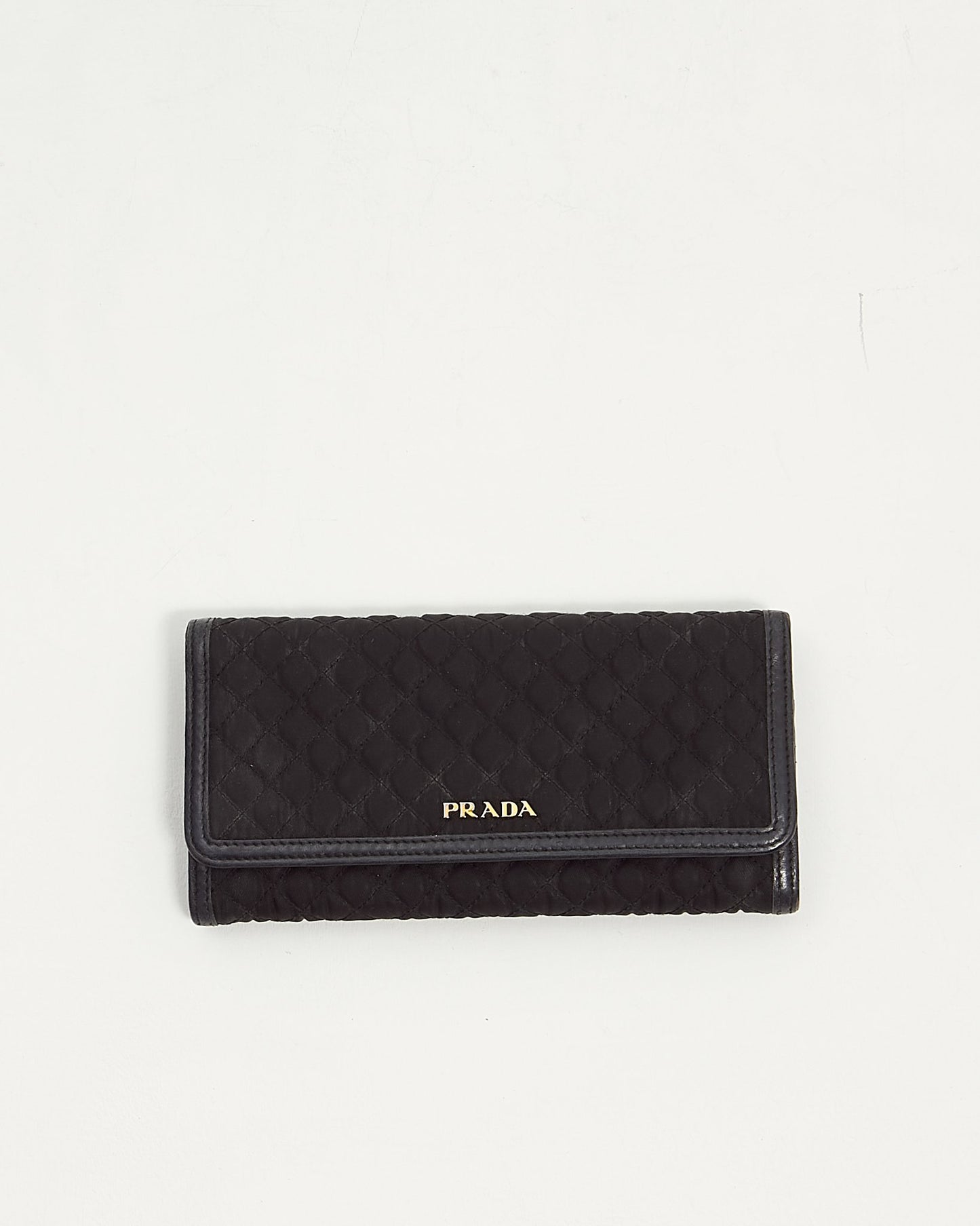 Prada Black Nylon Quilted Flap Continental Wallet