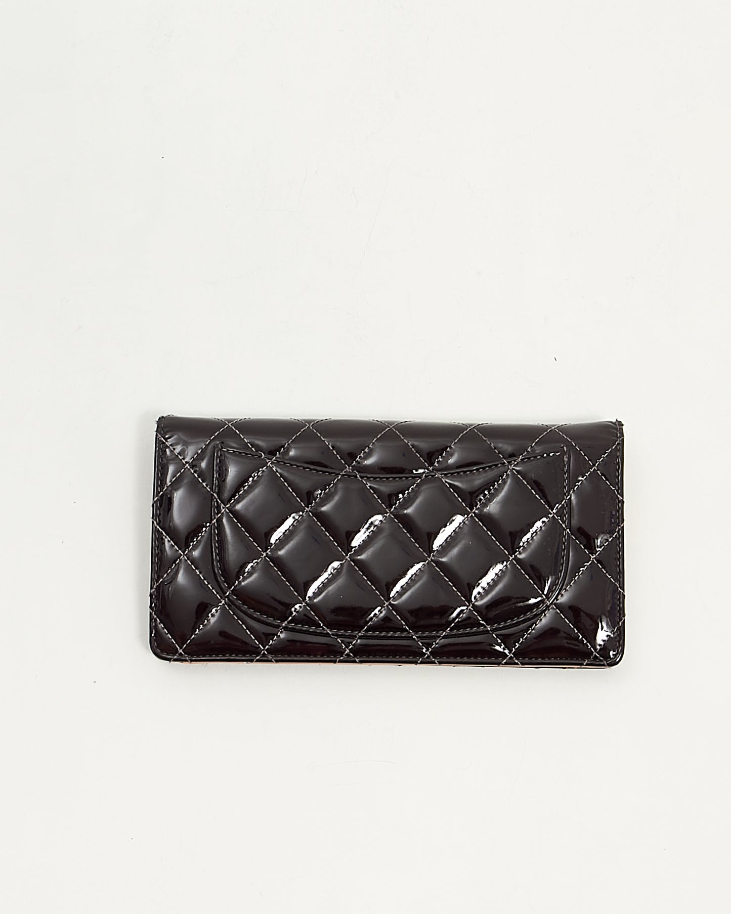 Chanel Black Patent Quilted Yen Bi Fold Wallet