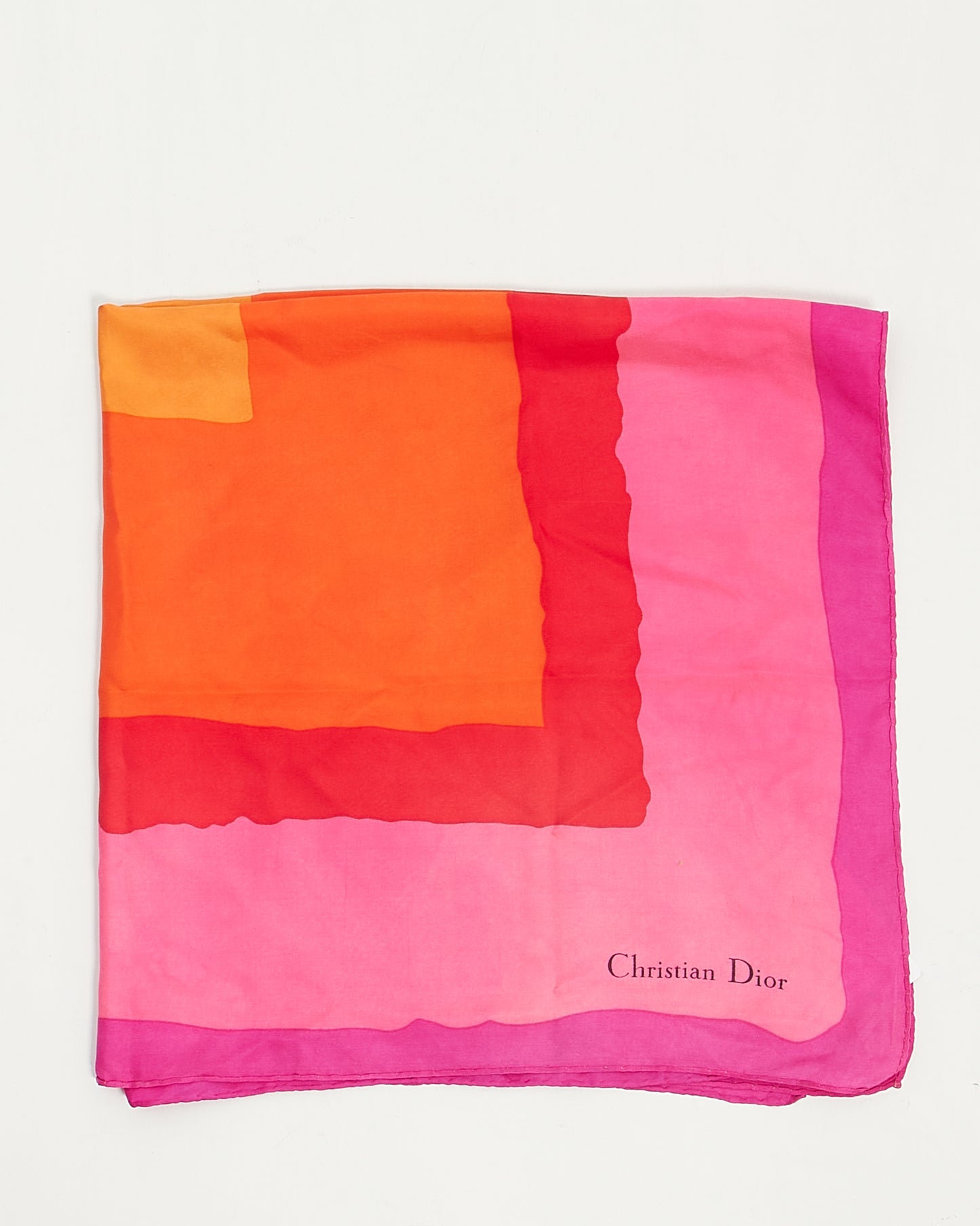 Dior Fuchsia/Orange/Red Silk Scarf