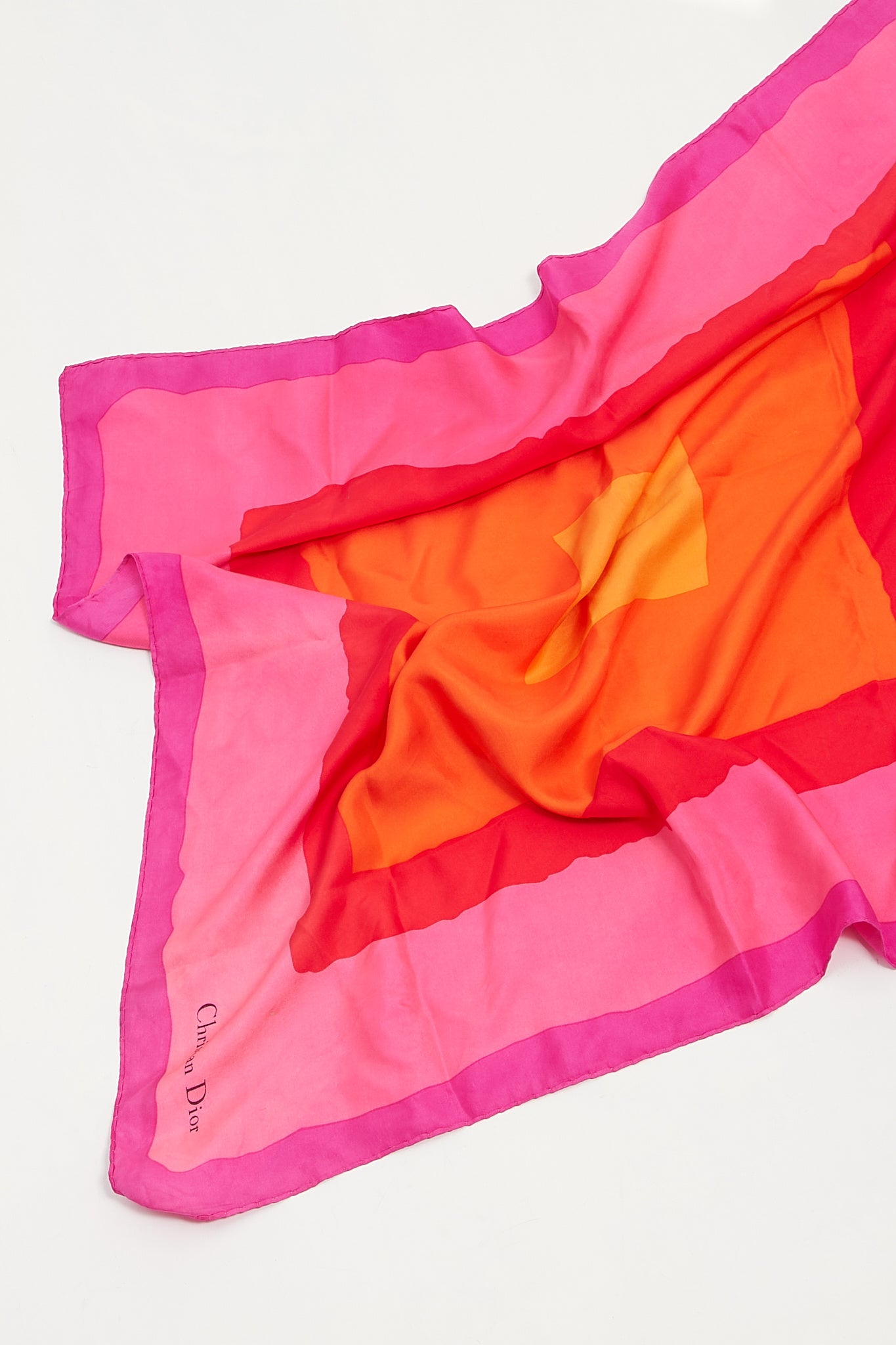 Dior Fuchsia/Orange/Red Silk Scarf