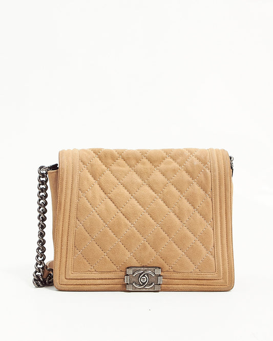 Chanel Beige Suede Gentle Boy Crossbody Bag