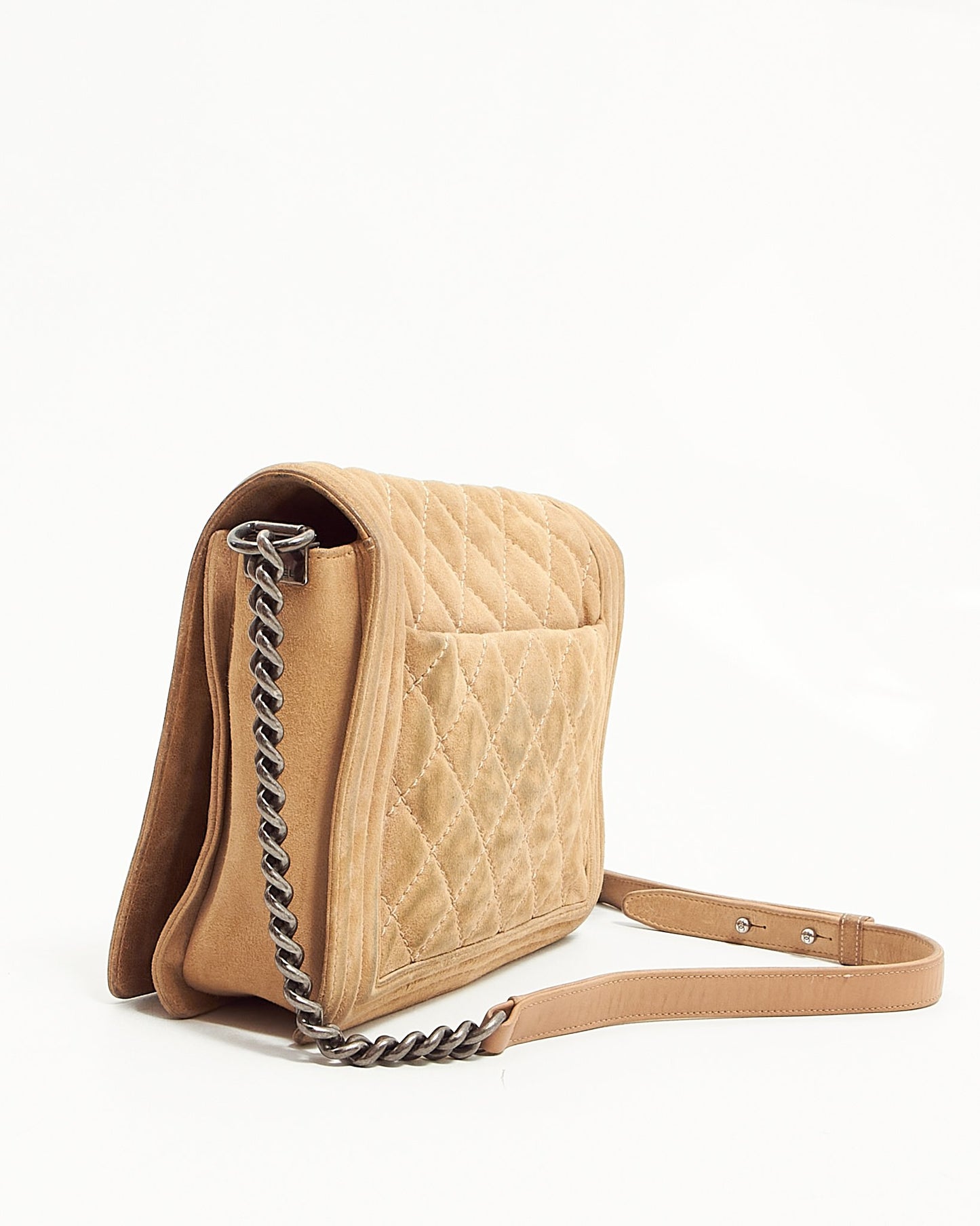 Chanel Beige Suede Gentle Boy Crossbody Bag