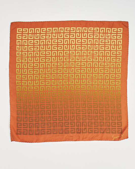 Givenchy Burnt Orange/ Green Print Silk Scarf