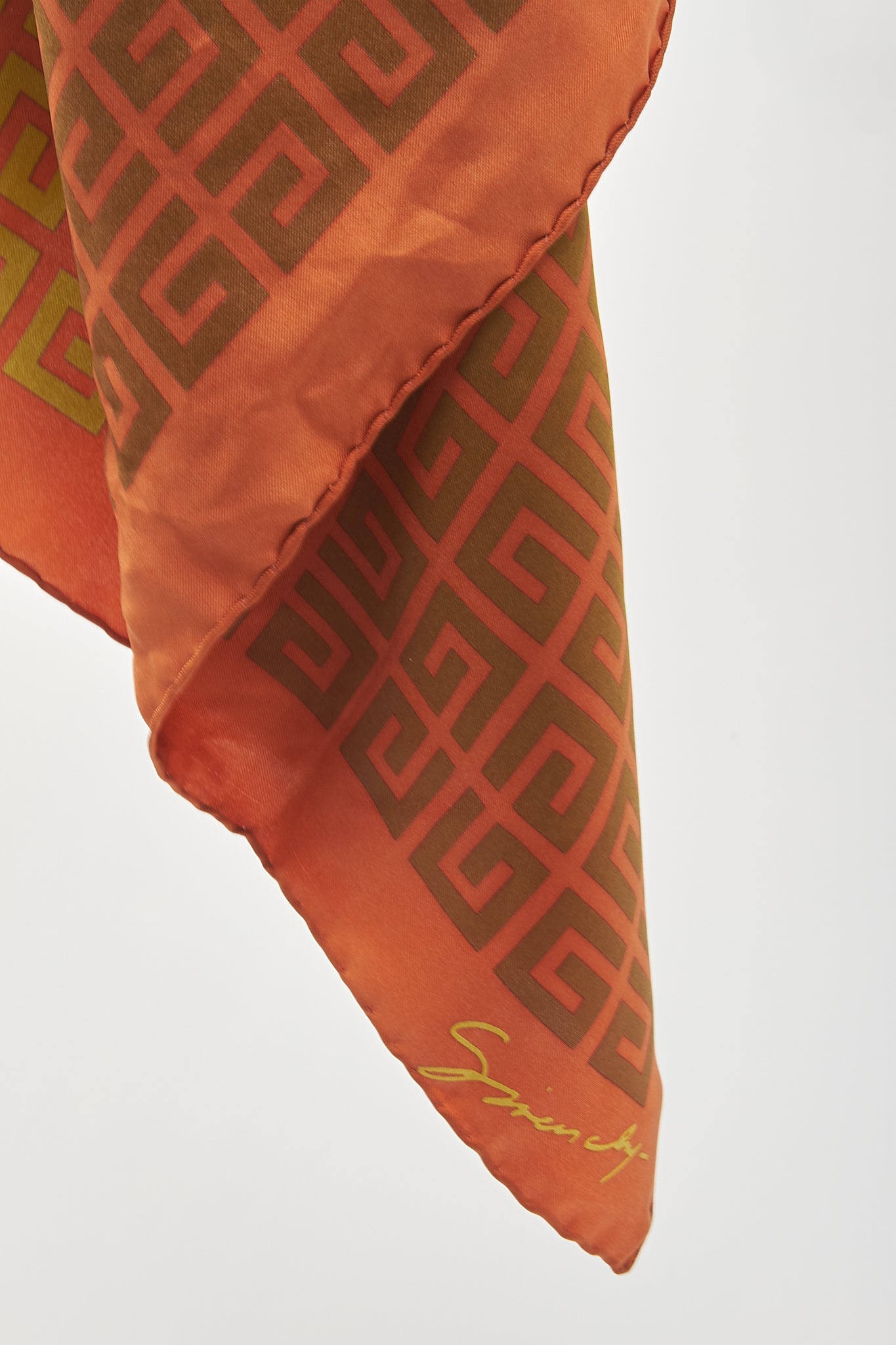 Givenchy Burnt Orange/ Green Print Silk Scarf