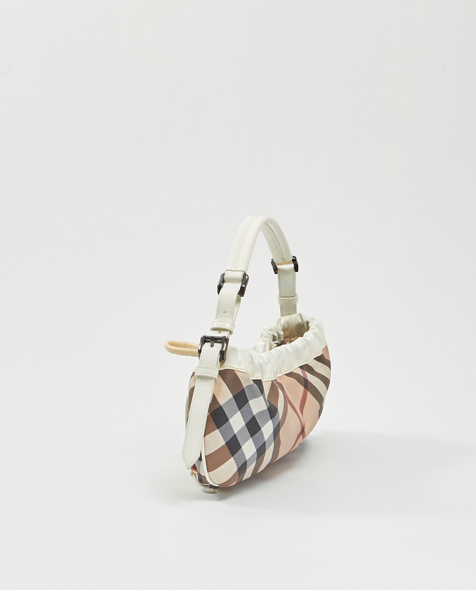 Burberry White/ House Check Canvas Shoulder Bag