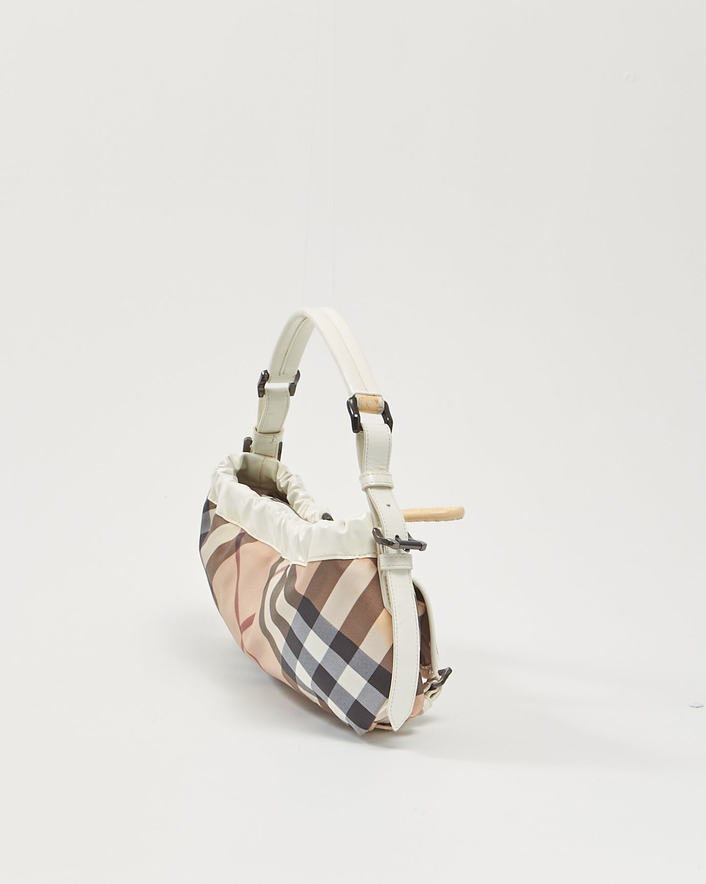 Burberry White/ House Check Canvas Shoulder Bag