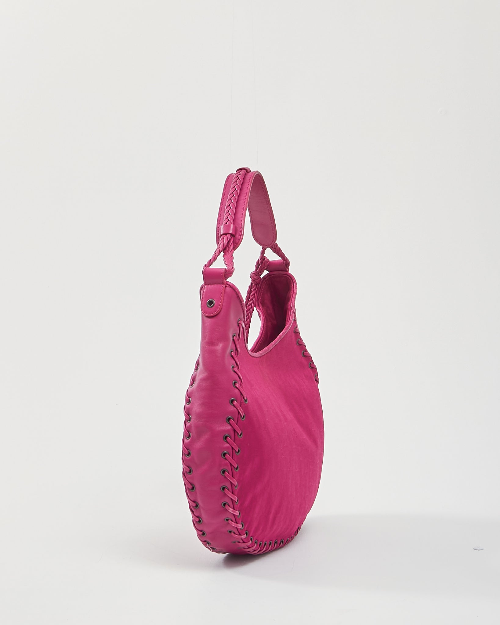 Dior Fuchsia Fabric/Leather Oblique Shoulder Bag