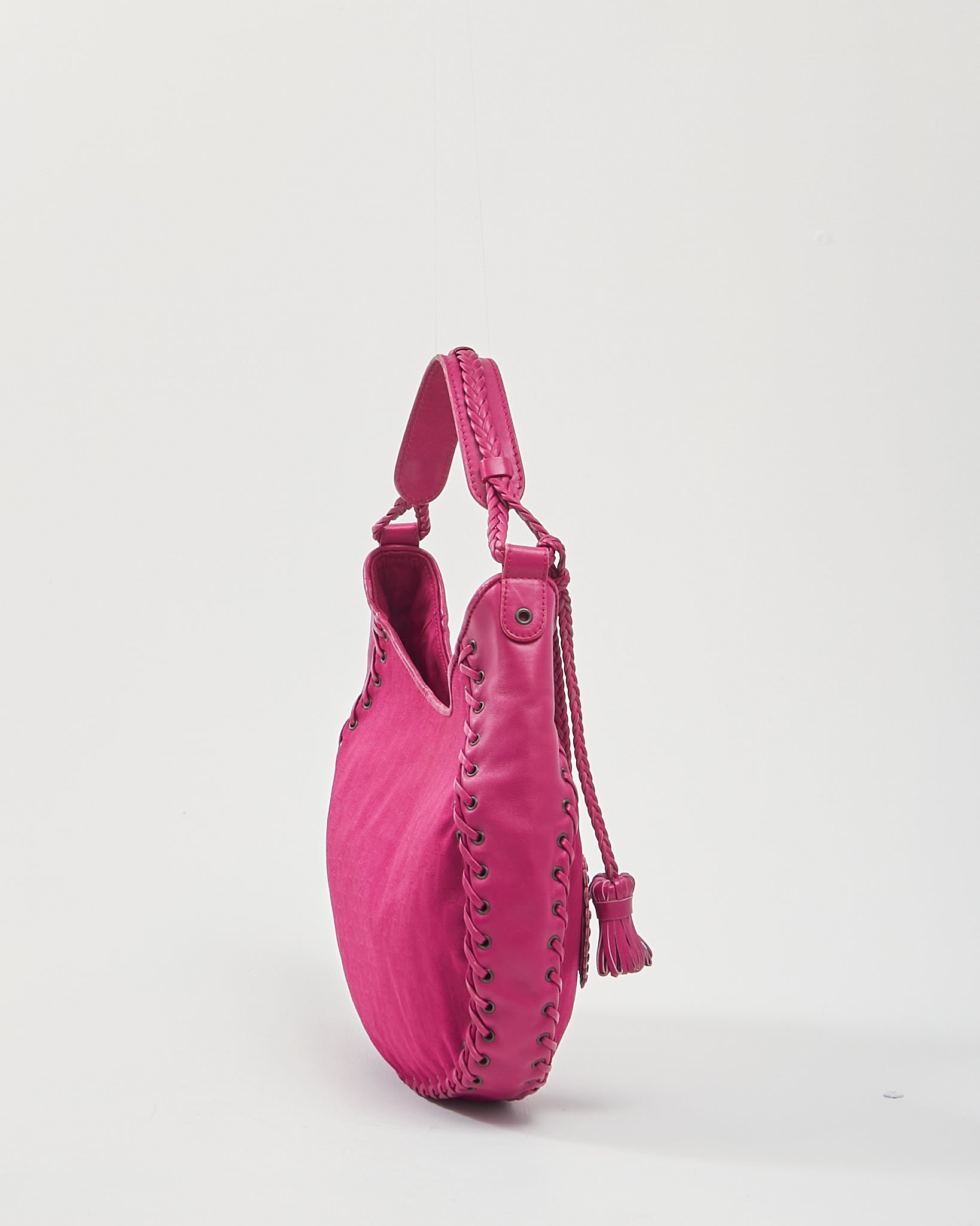 Dior Fuchsia Fabric/Leather Oblique Shoulder Bag