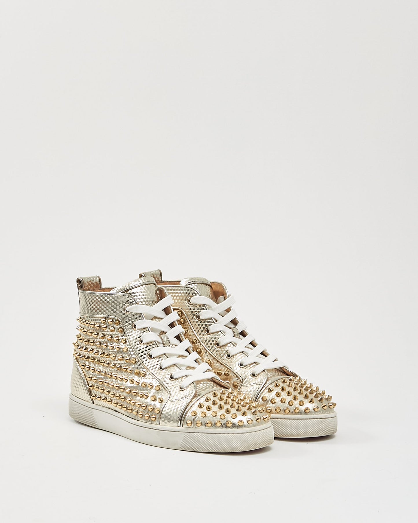 Louboutin Gold Louis Orlando Flat Calf Spikes Men’s Sneakers - 45