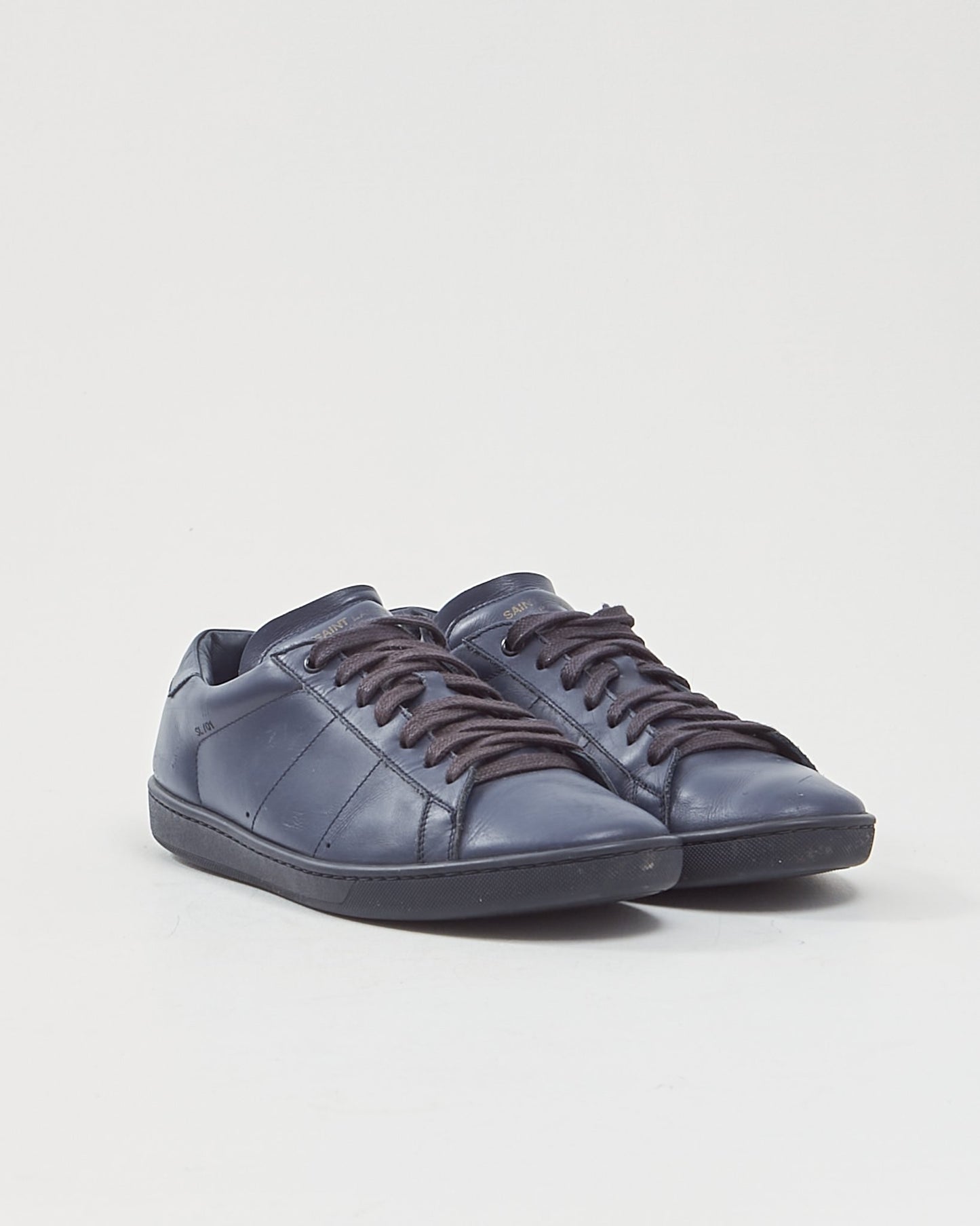 Saint Laurent Navy Leather Andy Sneakers - 42