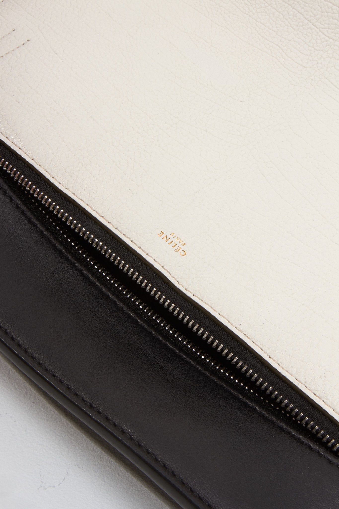 Celine Two Tone Black/White Leather Edge Shoulder Bag