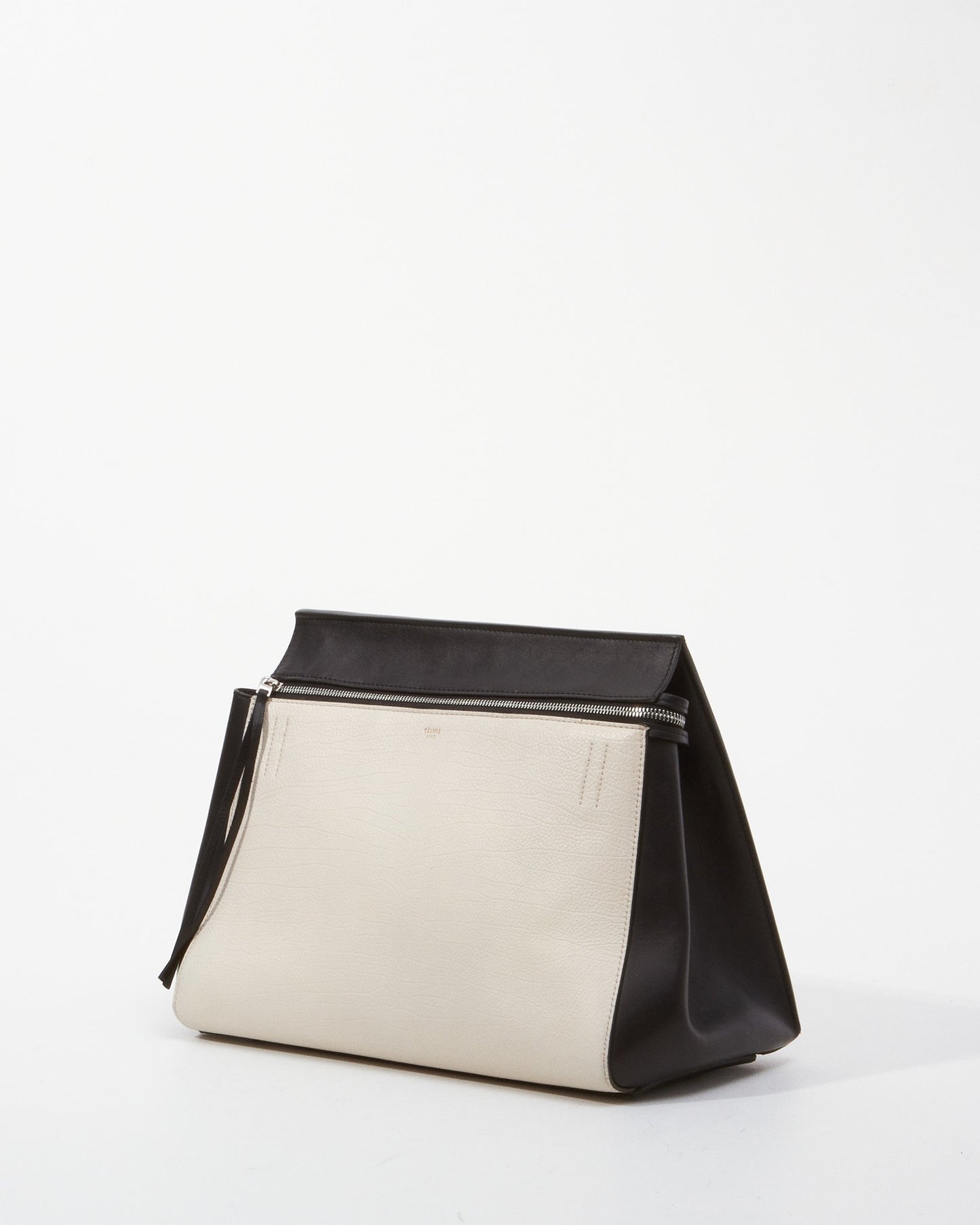 Celine Two Tone Black/White Leather Edge Shoulder Bag