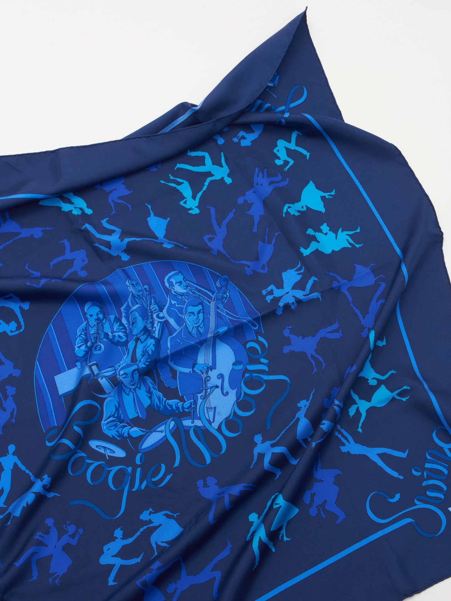 Hermès Midnight Blue Jazz Motif 90CM Silk Scarf