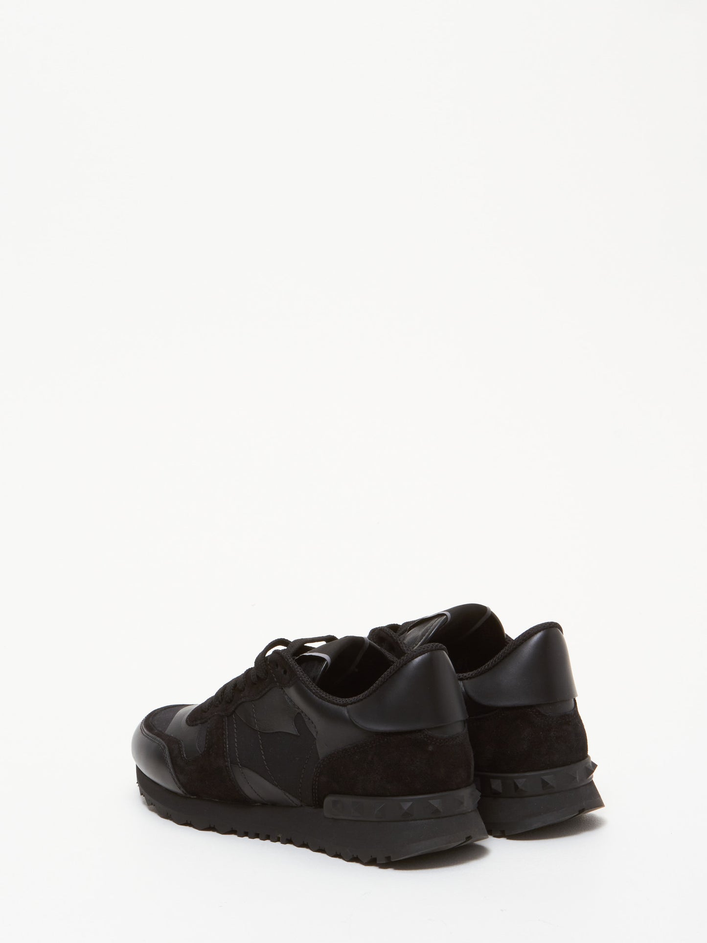 Valentino Black Leather/Suede Rockstud Sneakers - 37.5