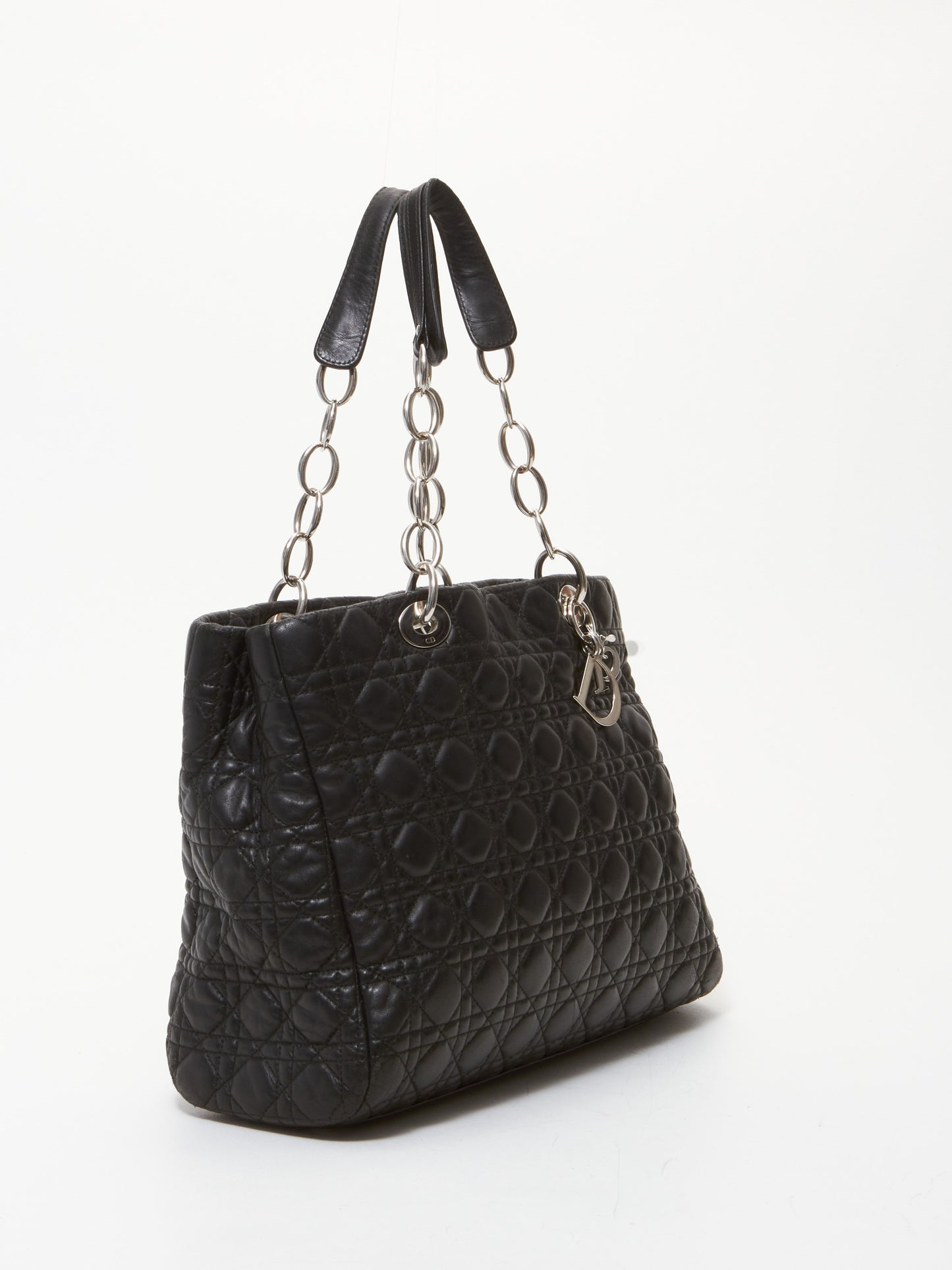 Dior Black Leather Cannage Chain Shopping Tote