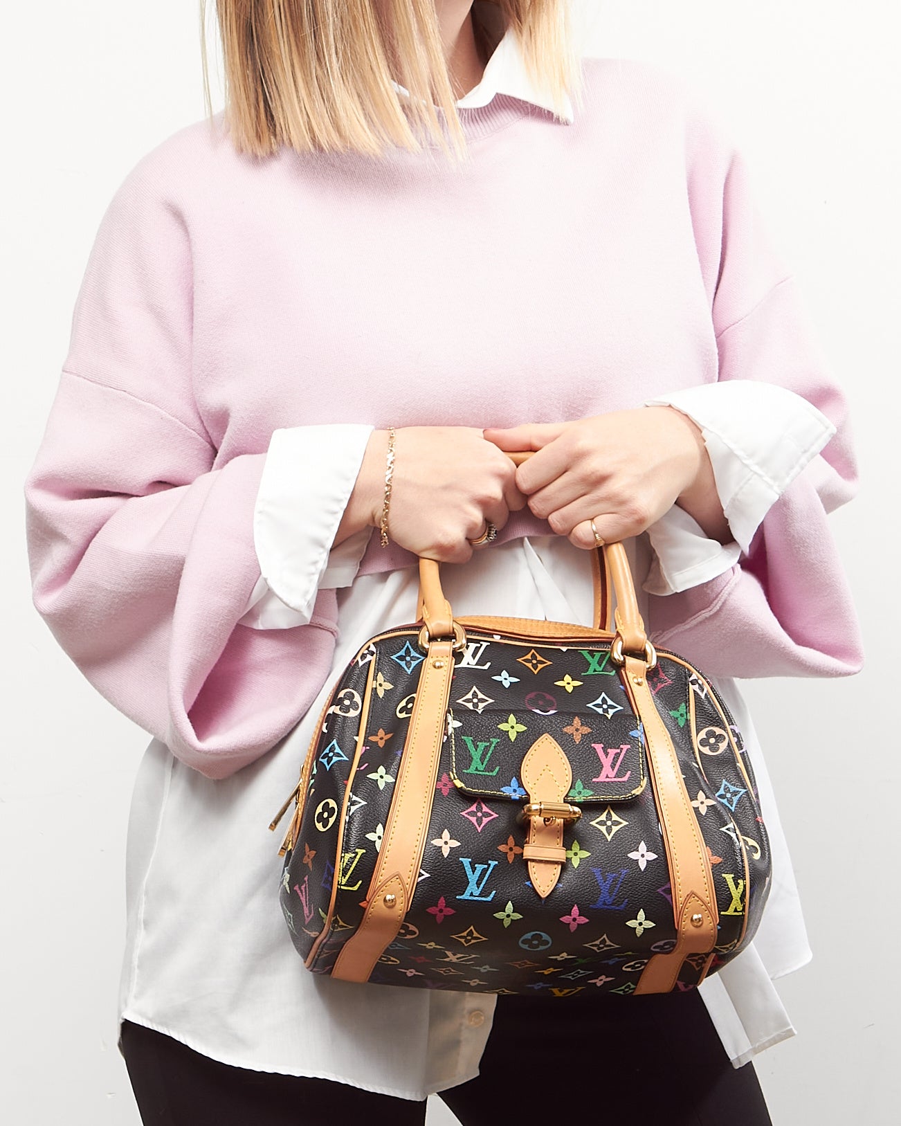 Louis Vuitton Black Monogram Multi-Colour Murakami Priscilla Bag