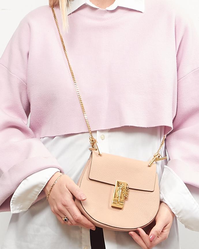 Chloé Pink Leather Drew Crossbody Bag