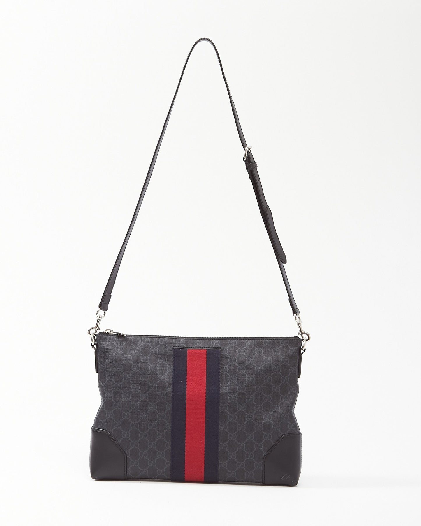 Gucci Black GG Supreme Web Messenger Bag