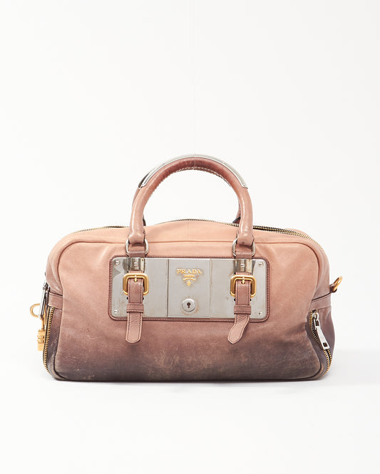 Prada Beige/Black Dégradé Leather Bauleto Top Handle Bag