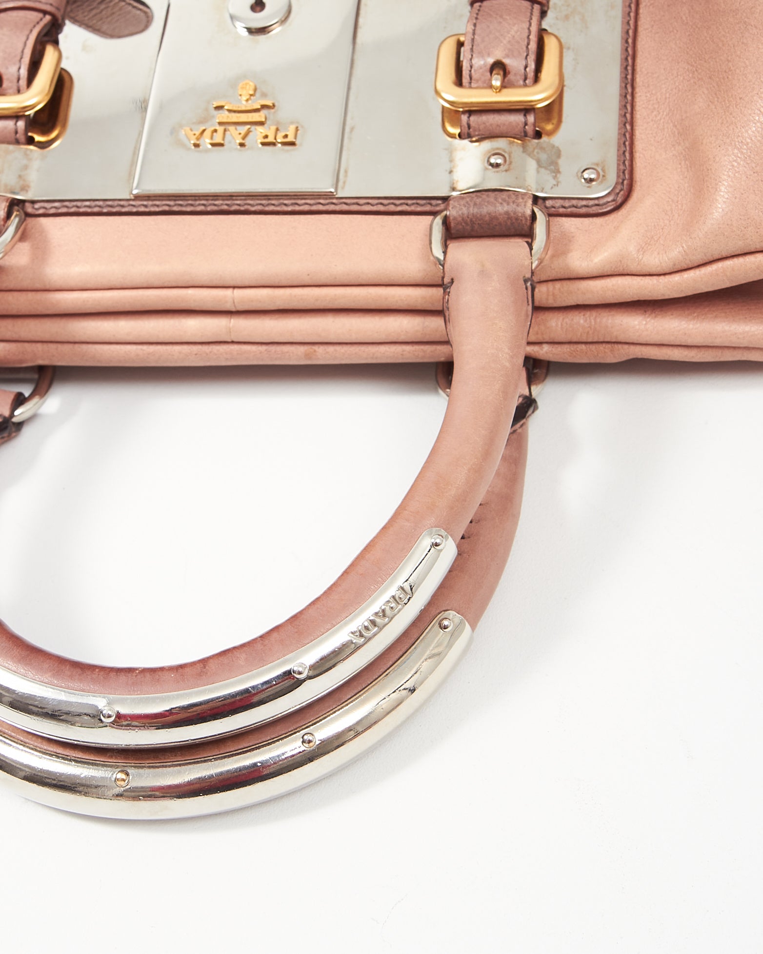 Prada Beige/Black Dégradé Leather Bauleto Top Handle Bag