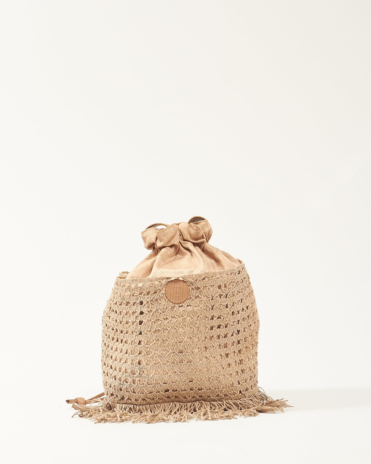 Fendi Pink Glitter Woven Fringe Bucket Bag