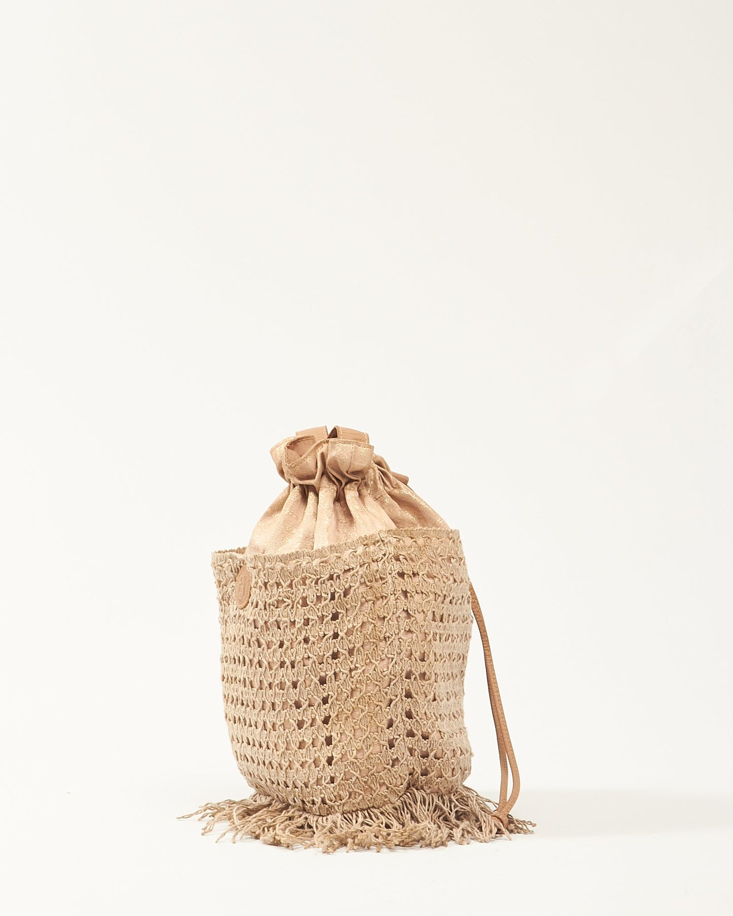 Fendi Pink Glitter Woven Fringe Bucket Bag