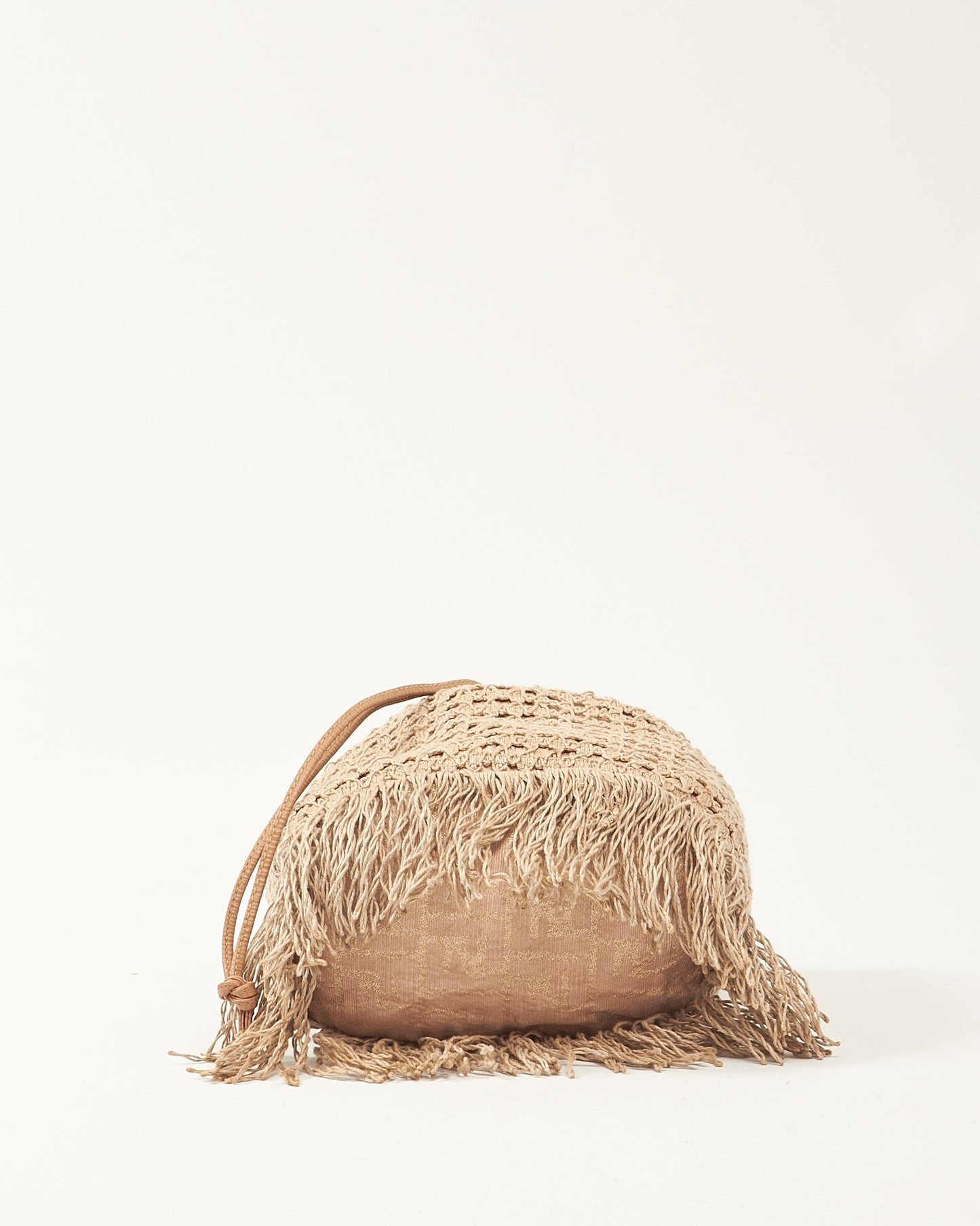 Fendi Pink Glitter Woven Fringe Bucket Bag