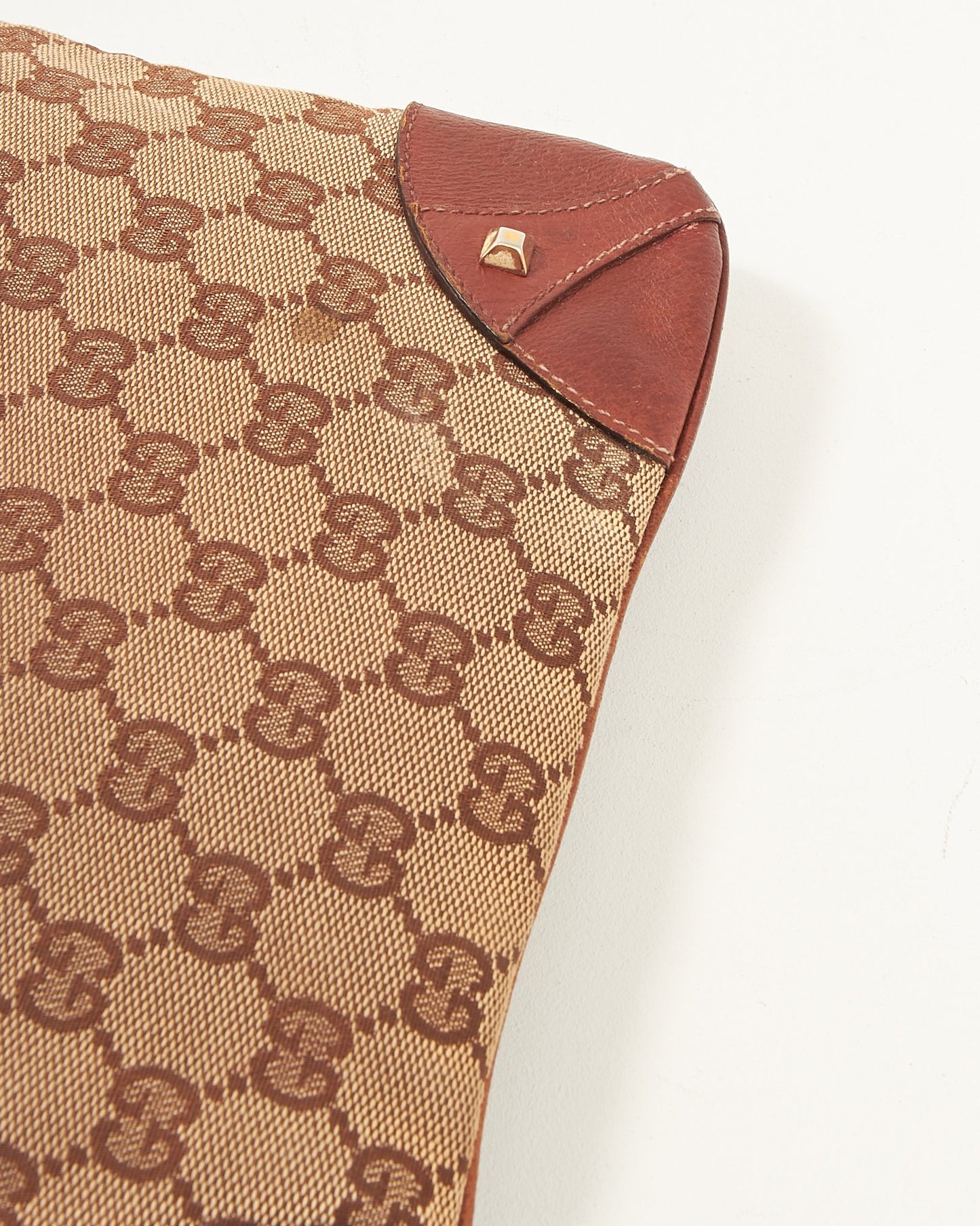 Gucci Brown GG Monogram Canvas Studded Crossbody Bag