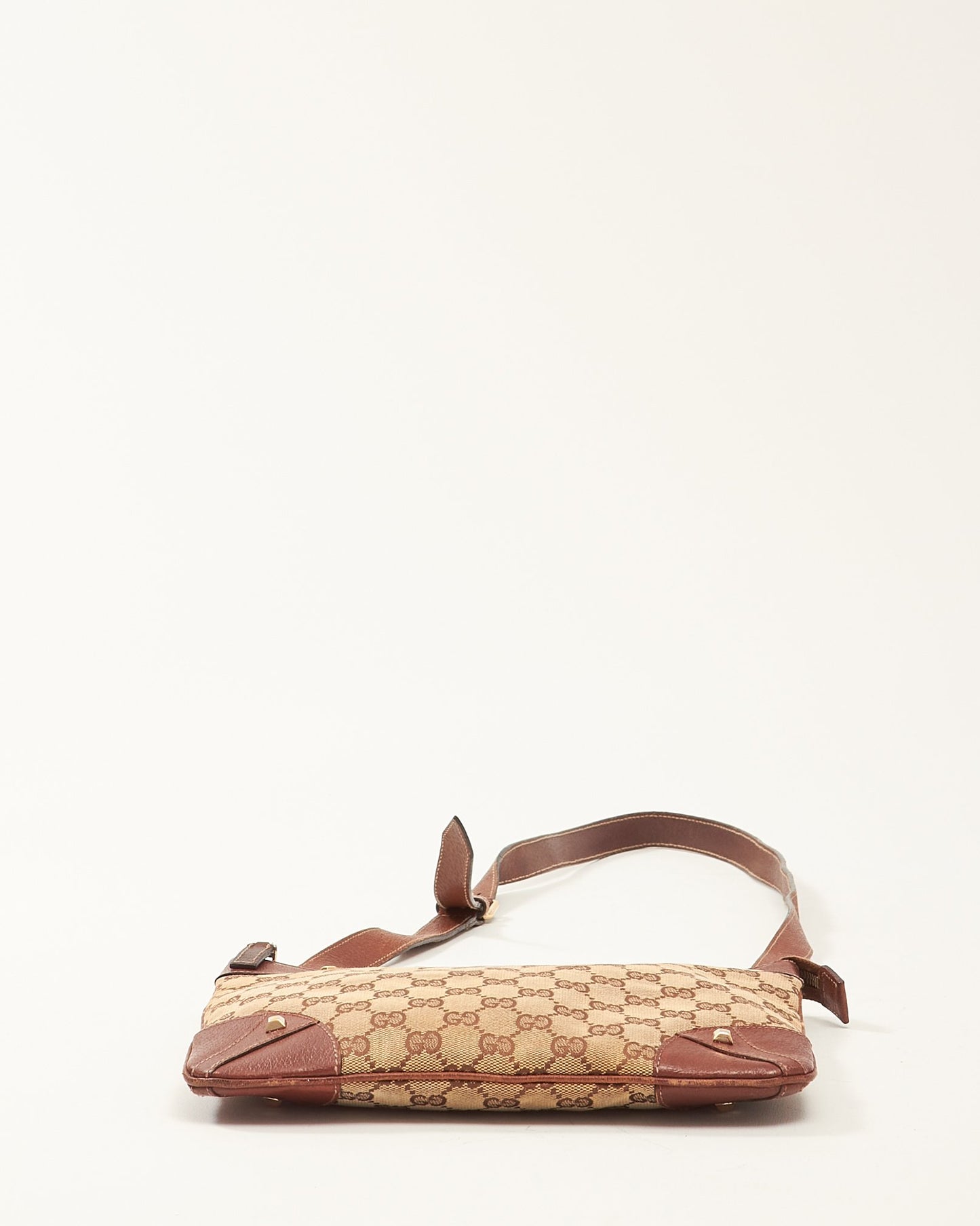 Gucci Brown GG Monogram Canvas Studded Crossbody Bag