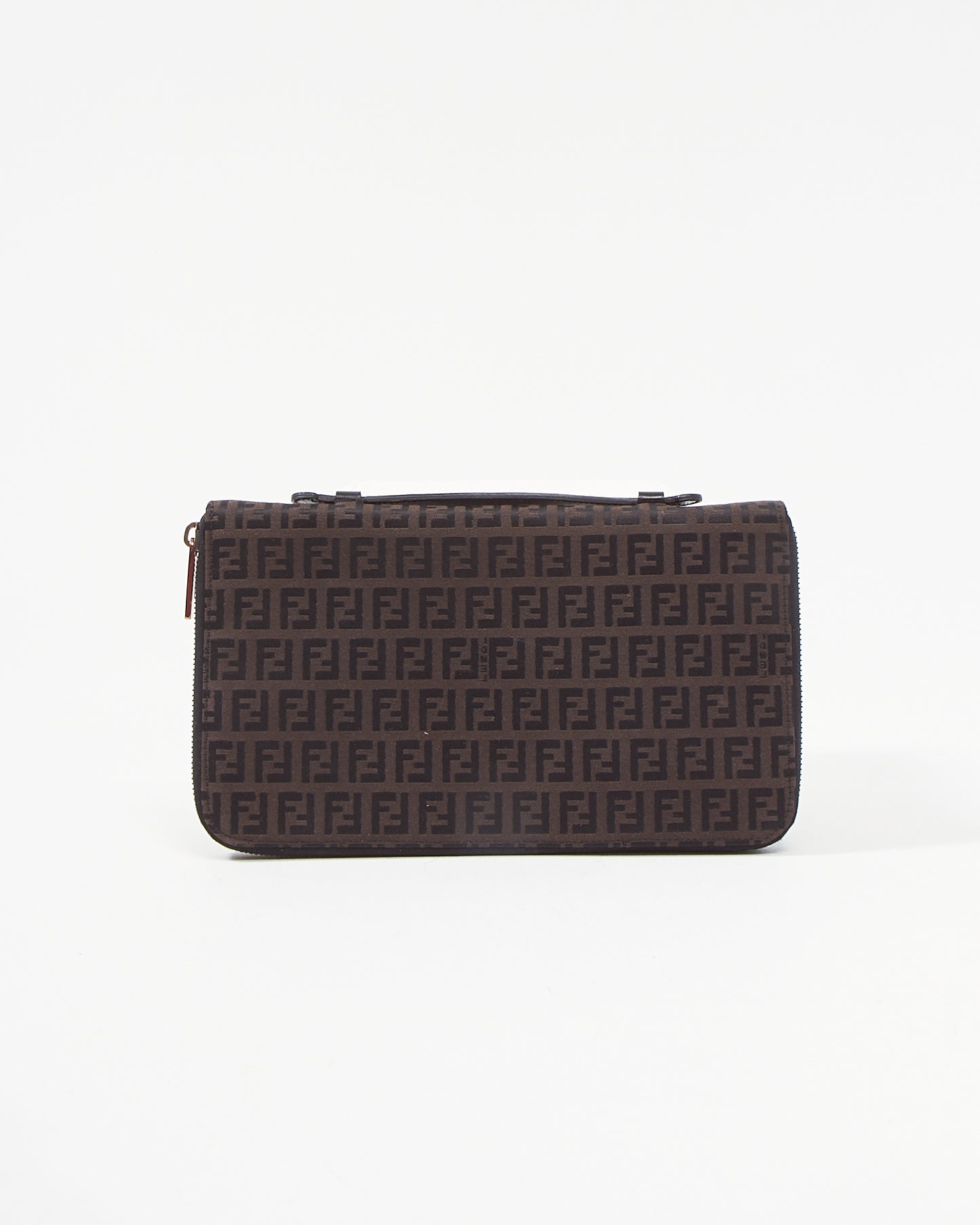 Fendi Brown Zucchino Top Handle Clutch