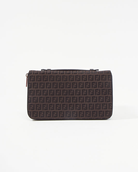 Fendi Brown Zucchino Top Handle Clutch