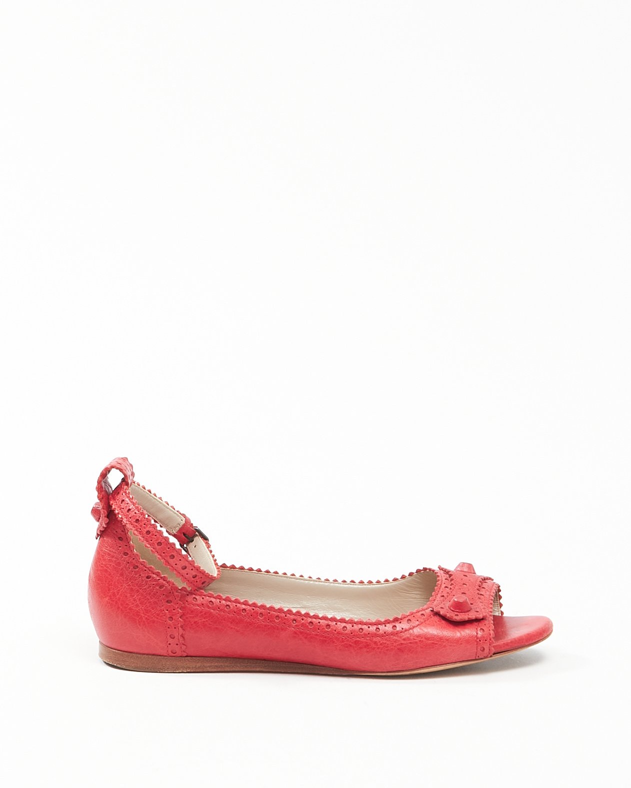 Balenciaga Red Motorcross City Ballerina Open Toe Flats - 36.5