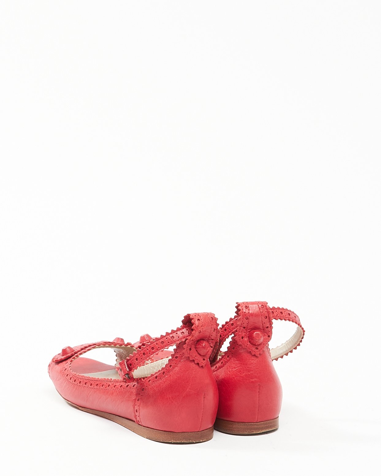 Balenciaga Red Motorcross City Ballerina Open Toe Flats - 36.5