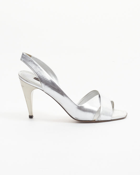 Louis Vuitton Silver Leather Sandal Pump - 37.5