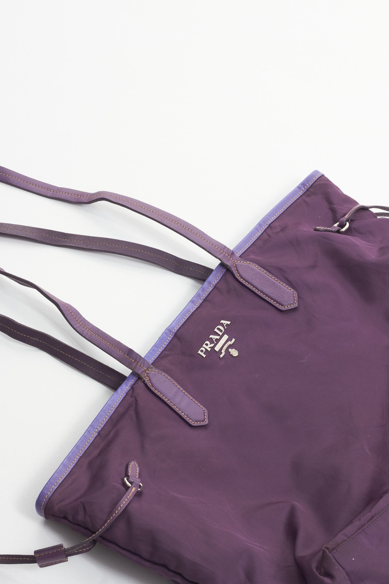 Prada Purple Nylon Medium Tote Bag