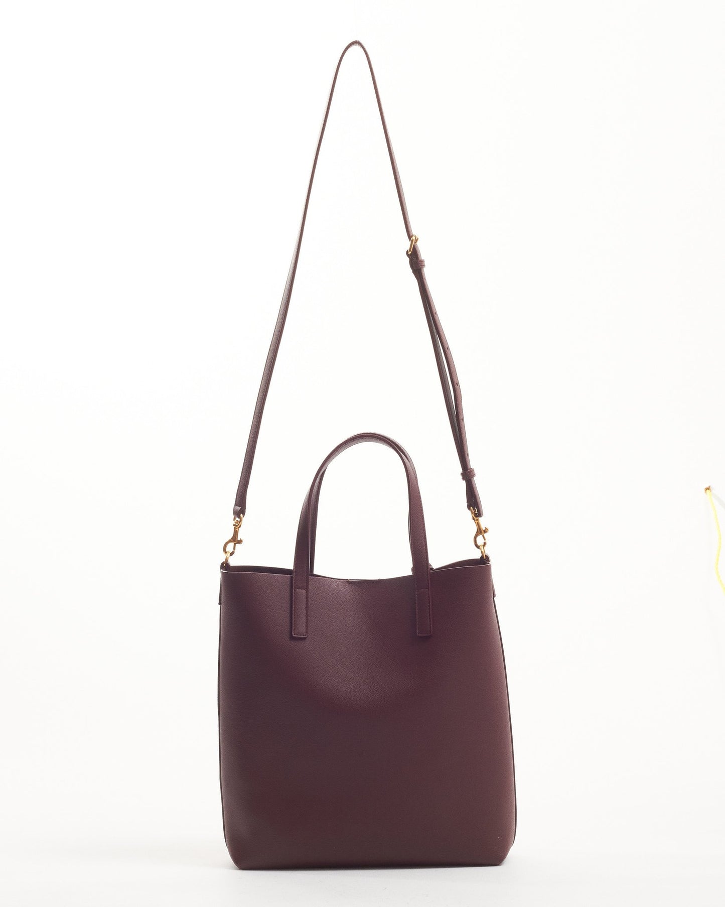 Saint Laurent Burgundy Leather North/South Shopping Tote